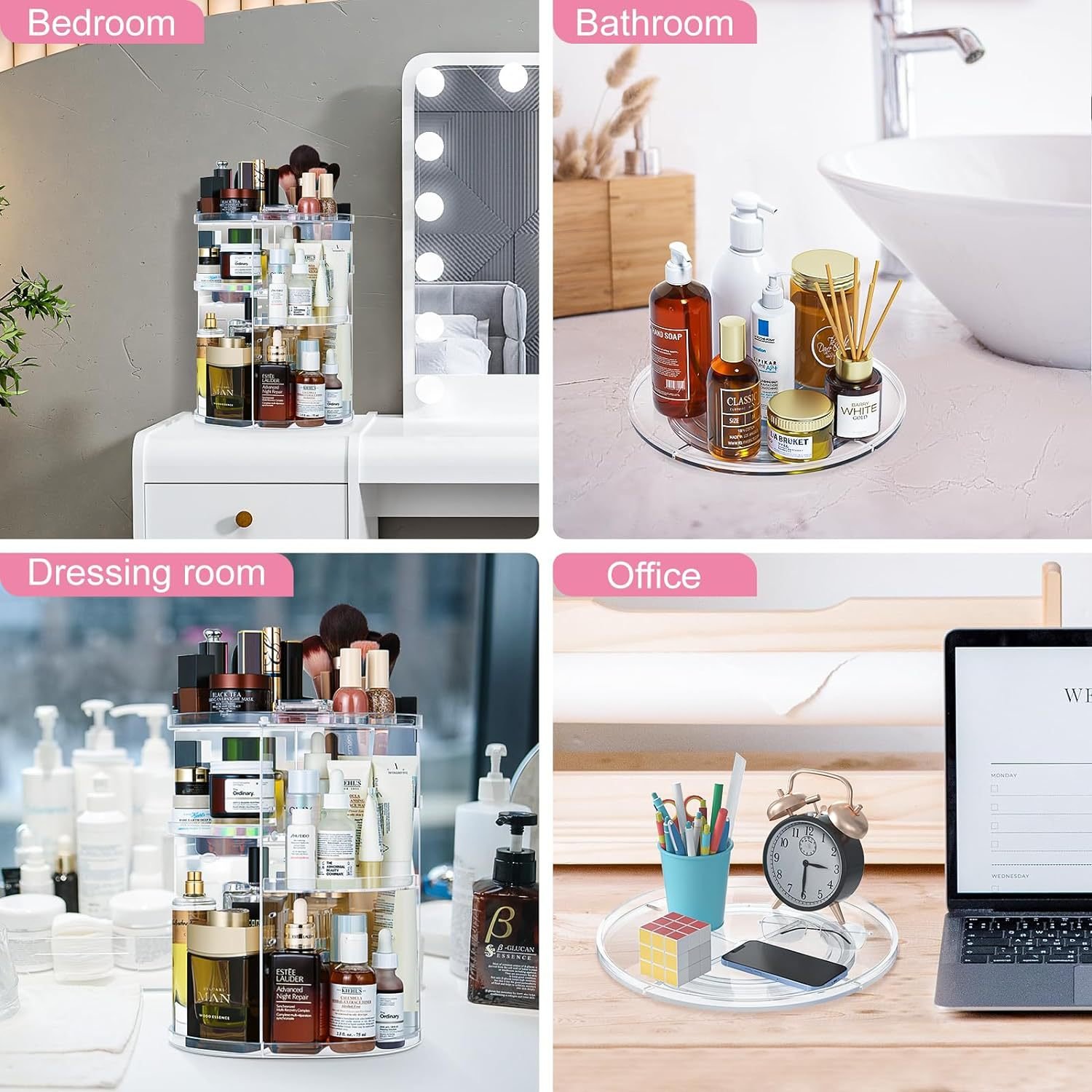 360 Rotating Cosmetic Storage Box Transparent Dormitory Desktop Acrylic Cosmetic Organisation Shelf Transparent Organizers
