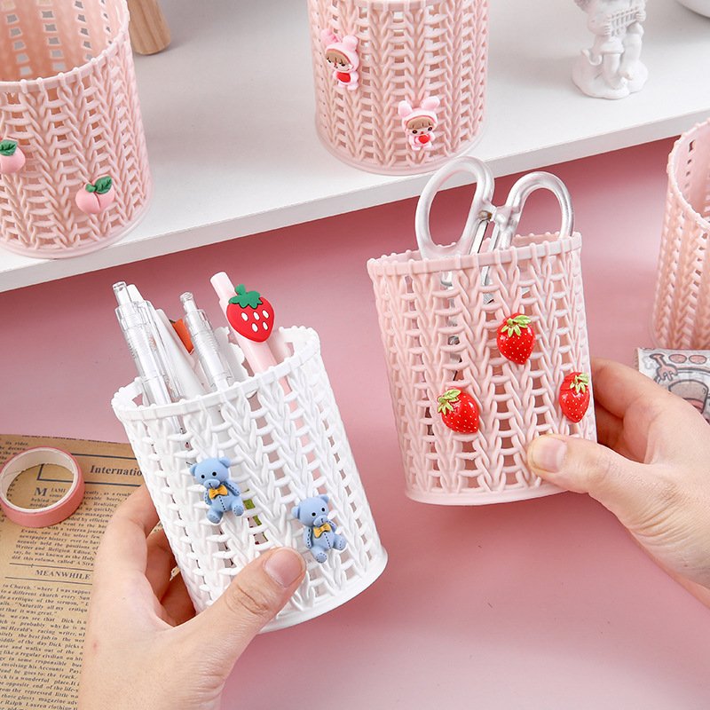 Pencil Holder Pen Cups Colorful Office Desktop Storage Organizer Plastic Classroom Pen Pencil Holder Basket for Desk