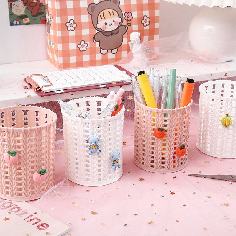 Pencil Holder Pen Cups Colorful Office Desktop Storage Organizer Plastic Classroom Pen Pencil Holder Basket for Desk