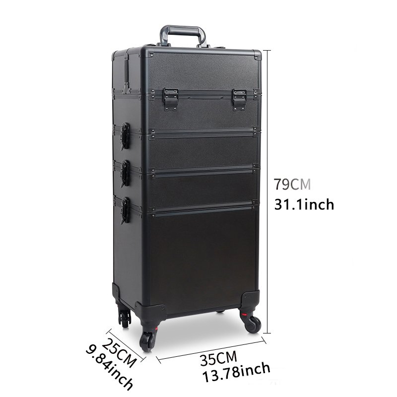 Hot-sale 5 in 1 Trolley Makeup Train Case makeup organizers aluminum rolling makeup case Travel bag for holiday gifts