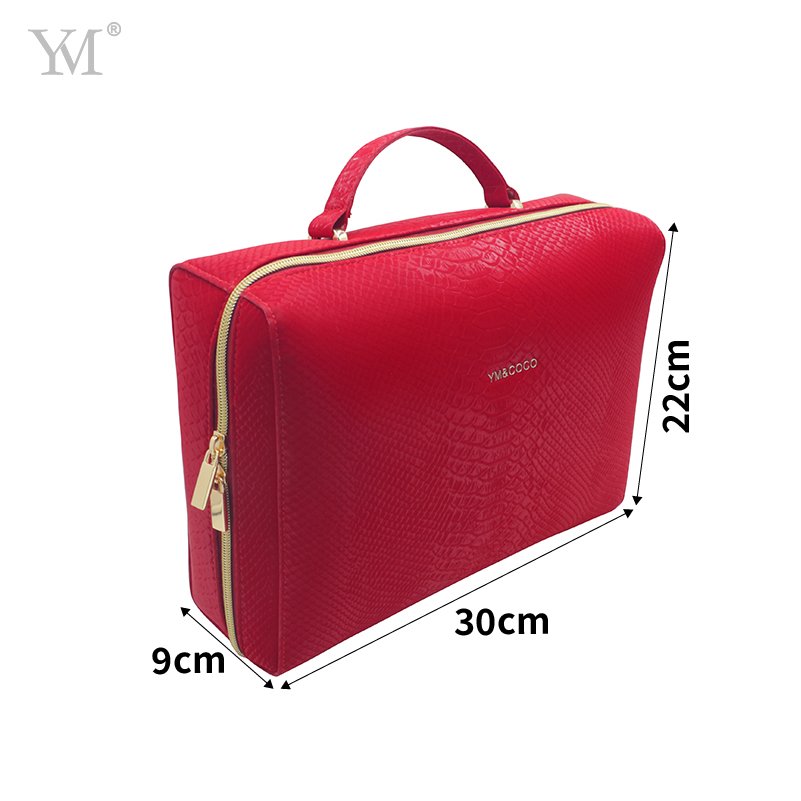 Wholesale PU luxury cosmetic makeup bag travel organ skincare pouch organizer