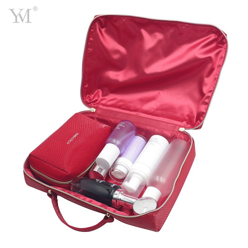 Wholesale PU luxury cosmetic makeup bag travel organ skincare pouch organizer
