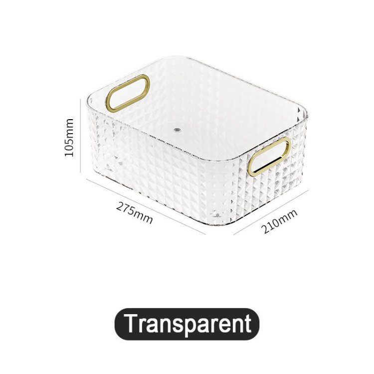 Transparent Diamond Plastic Storage Box Rectangular Makeup and Vanity Storage Bin Open Compartment Clear Plastic Organize