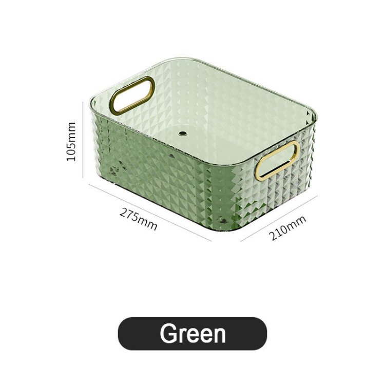 Transparent Diamond Plastic Storage Box Rectangular Makeup and Vanity Storage Bin Open Compartment Clear Plastic Organize