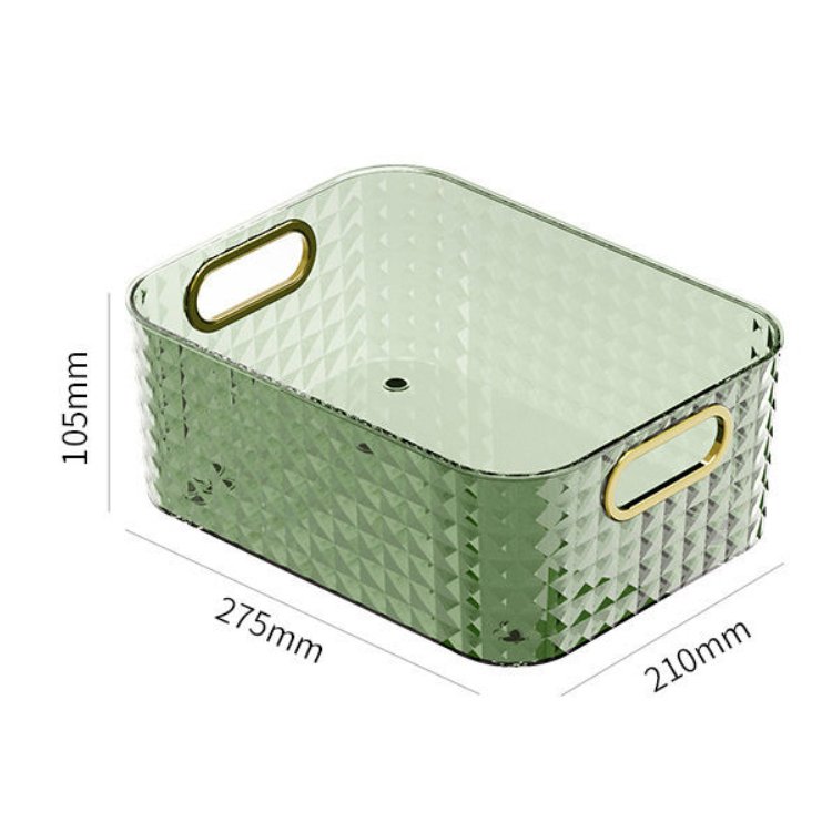 Transparent Diamond Plastic Storage Box Rectangular Makeup and Vanity Storage Bin Open Compartment Clear Plastic Organize