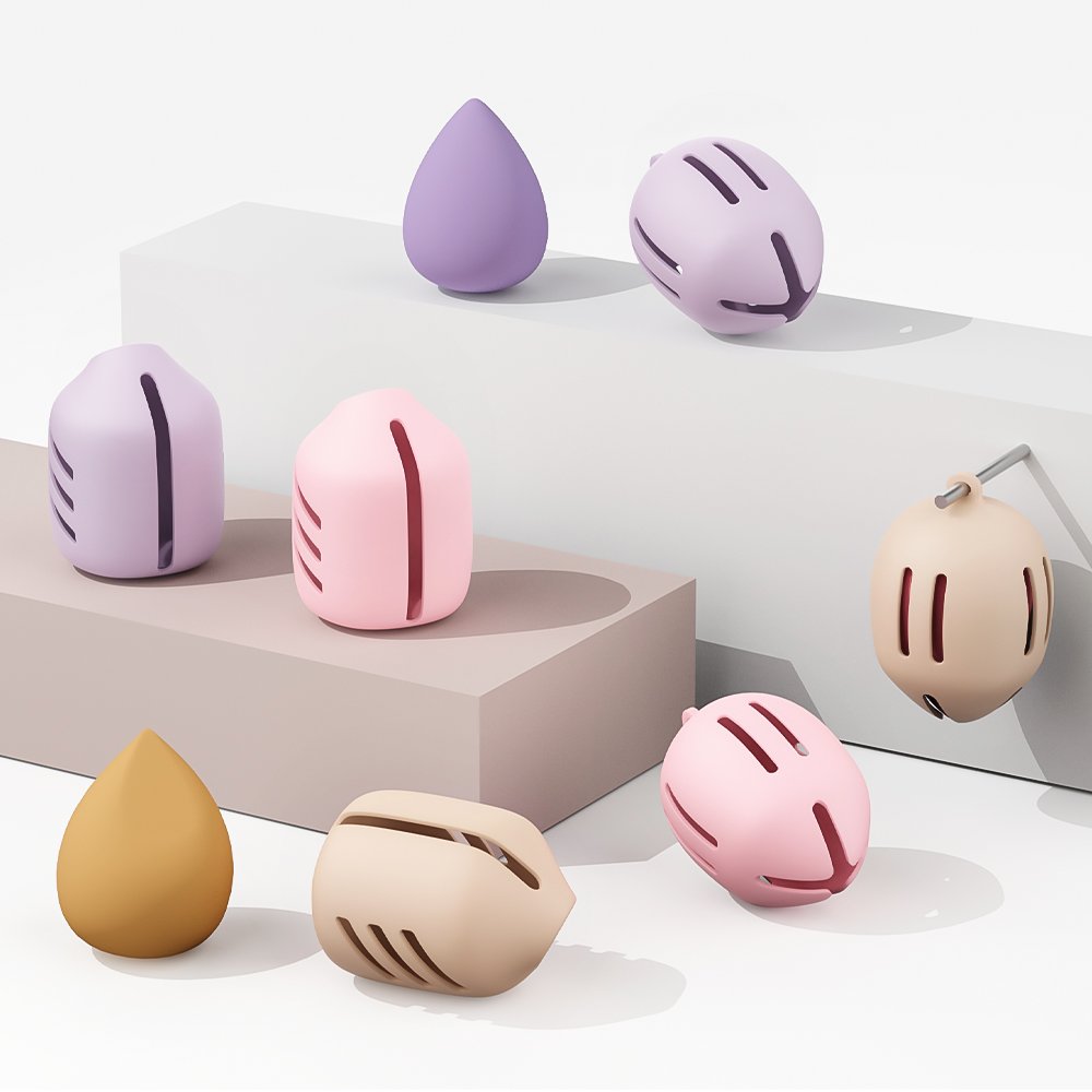 Factory Custom BPA Free Powder Puff Soft Cosmetic Egg Storage Box Silicone Makeup Sponge Holder Organizers