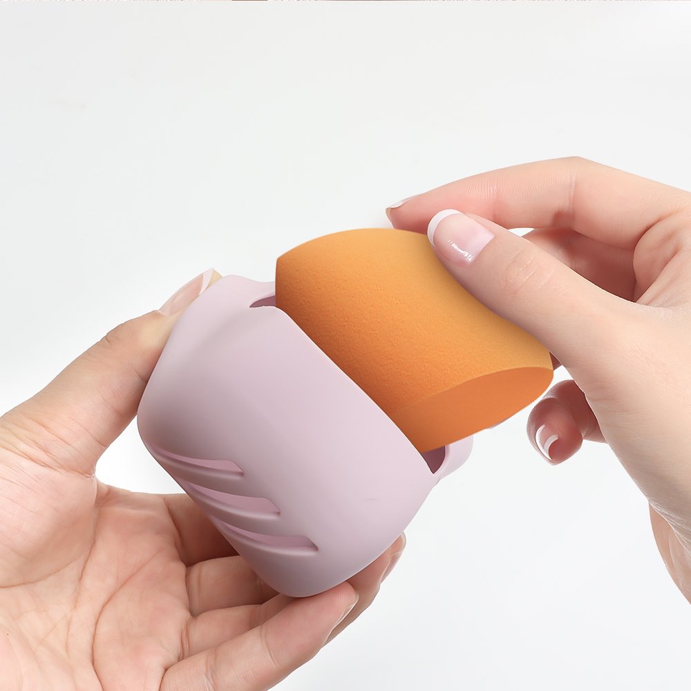 Factory Custom BPA Free Powder Puff Soft Cosmetic Egg Storage Box Silicone Makeup Sponge Holder Organizers