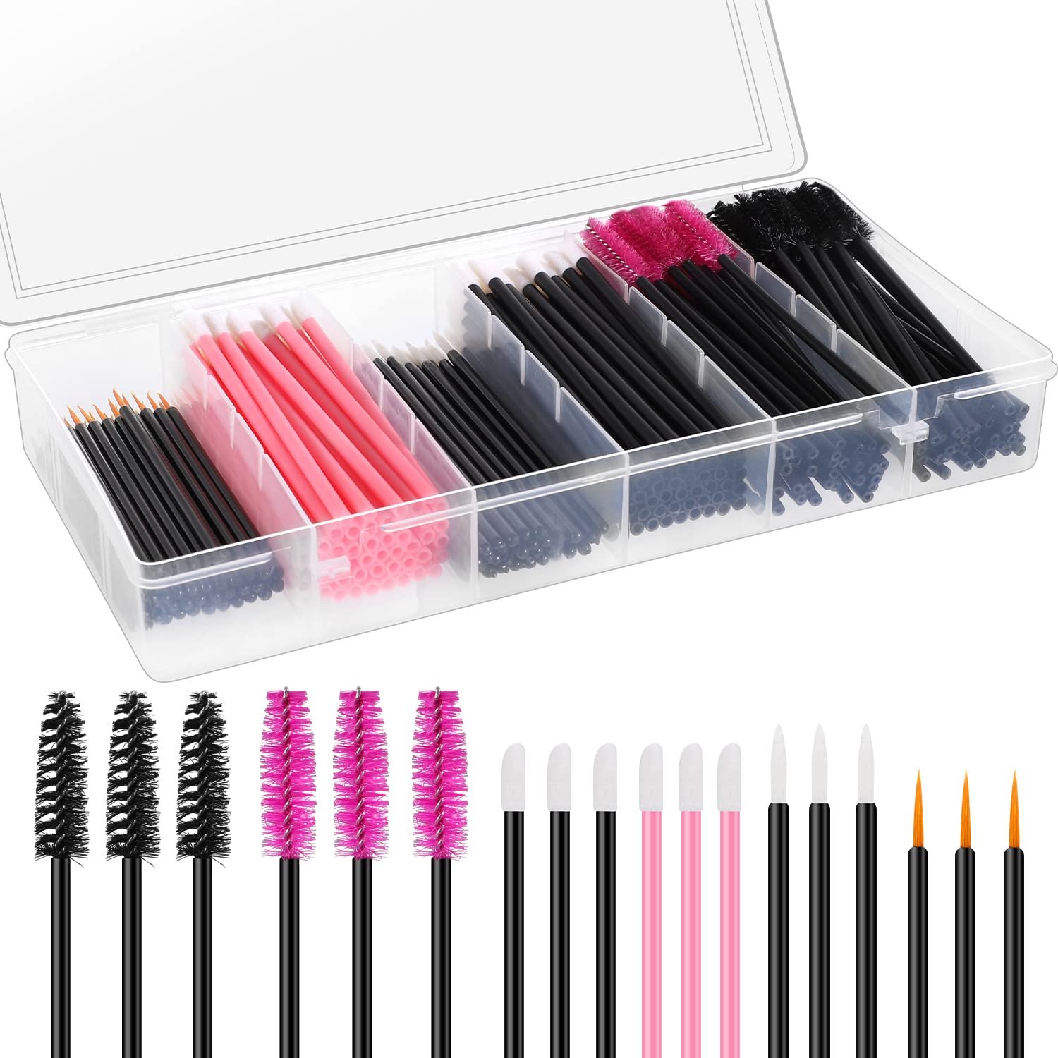 Luma Disposable Makeup Applicators Tools Kit Eyeliner Brushes Mascara Wands Eyelash Brush Lipstick Applicators with Organizer