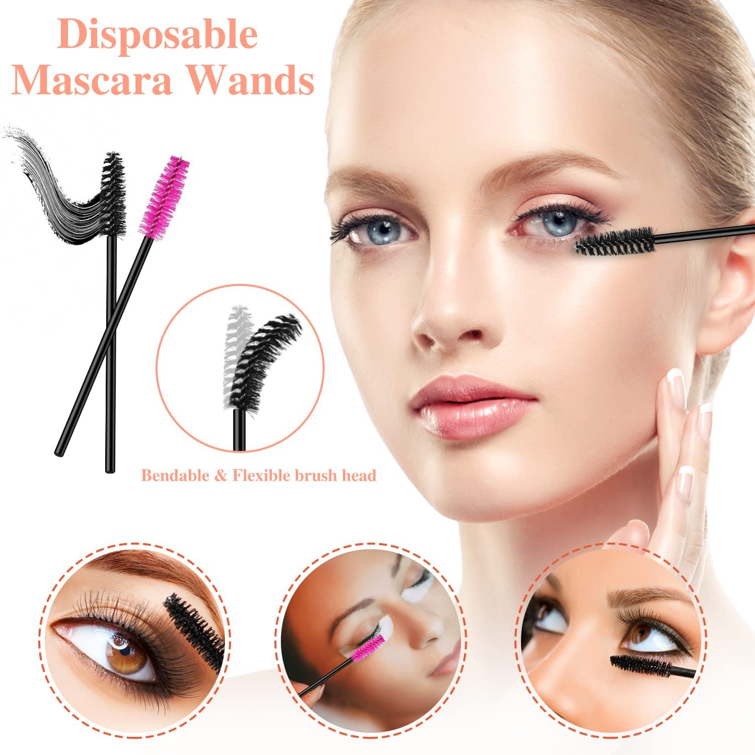 Luma Disposable Makeup Applicators Tools Kit Eyeliner Brushes Mascara Wands Eyelash Brush Lipstick Applicators with Organizer