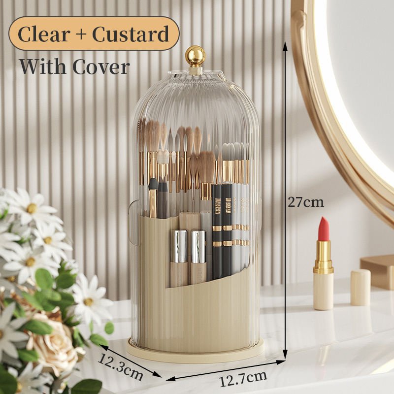 Luxury Rotatable Cosmetics Storage Box Transparent Holder Lipstick Makeup Brush Dresser Desktop Organizer