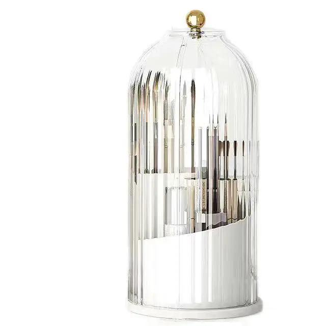 Luxury Rotatable Cosmetics Storage Box Transparent Holder Lipstick Makeup Brush Dresser Desktop Organizer