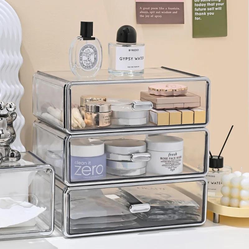 Bathroom Skincare Vanity Perfume Organizer Box Stackable Makeup Drawers Organizer