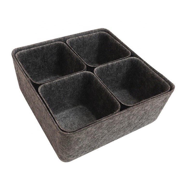 5- Pack makeup felt storage bins Office drawer organizers