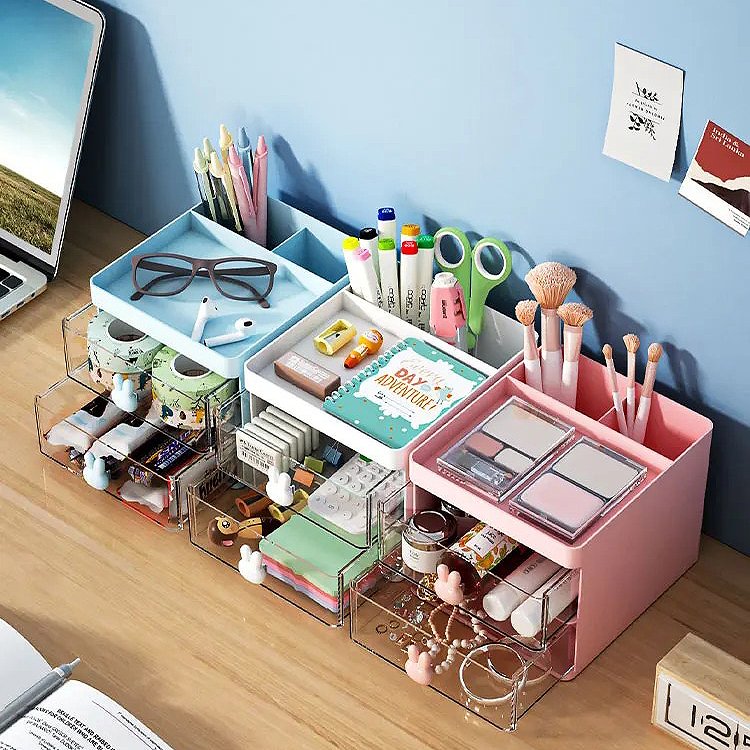 Lightweight kids storage box dustproof desktop skincare shelving storage drawer organizer box