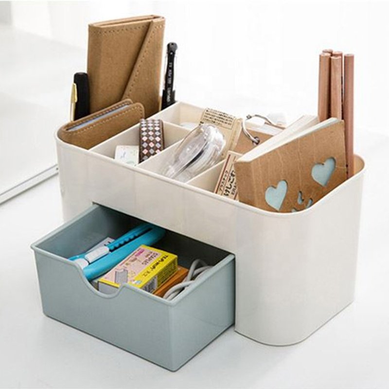 Plastic Desktop Cotton Swab Stick Make Up Organizador Brush Holder Cosmetics Makeup Drawer Organizer Storage Box Organizer