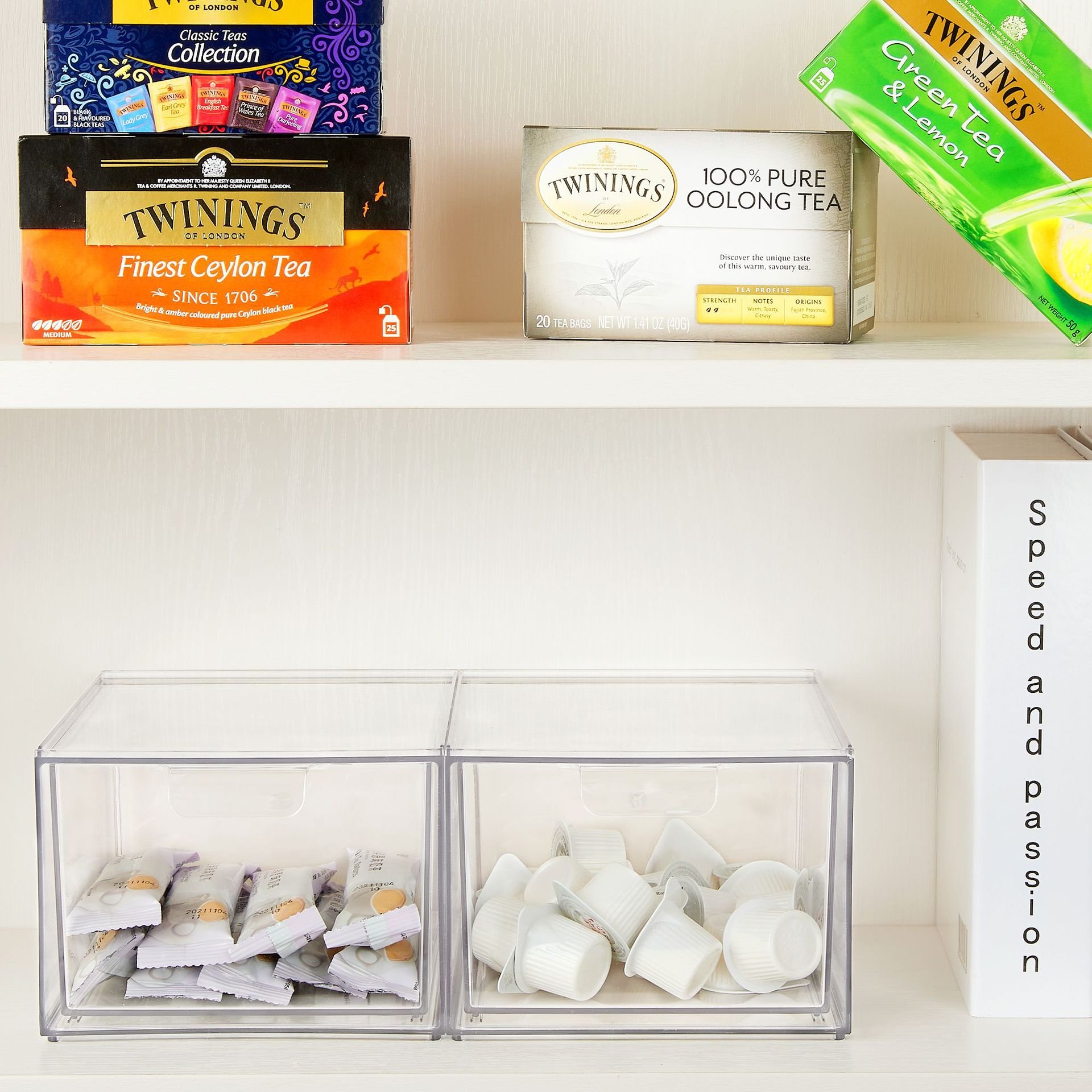 2 Pack Clear Plastic Stackable Bathroom Makeup Organization and Storage Drawers For Kitchen Cabinet