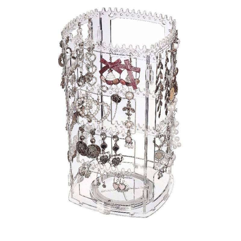 360 Degree Rotating Large Capacity Cosmetic Storage Box 5 Layers Adjustable Shelf Height Makeup Organizer