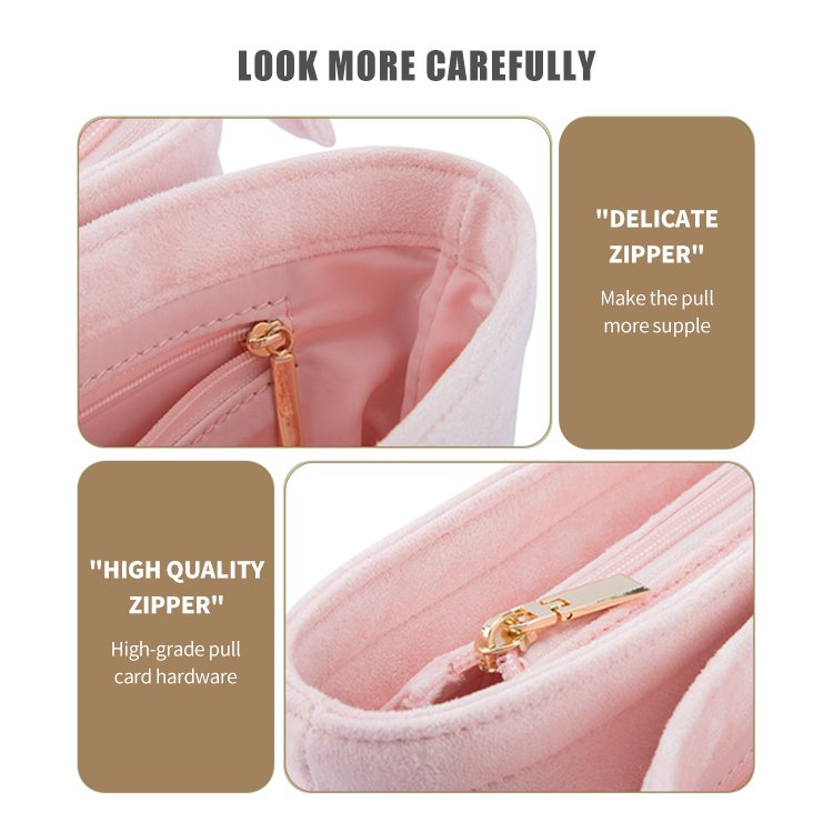 2024 newest selling Italian alcantara inner purse bag organizer for luxury bag felt insert bag organizer purse organizer