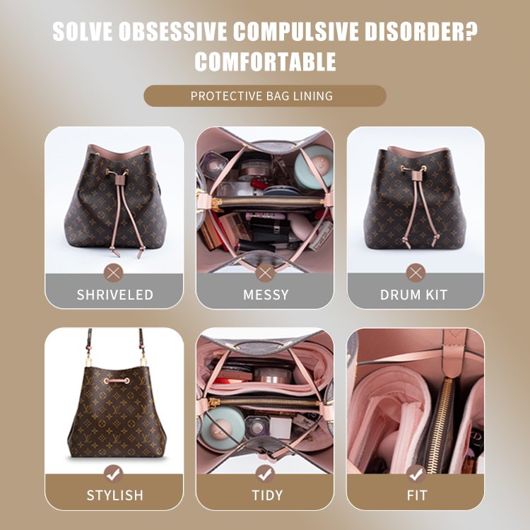 2024 newest selling Italian alcantara inner purse bag organizer for luxury bag felt insert bag organizer purse organizer