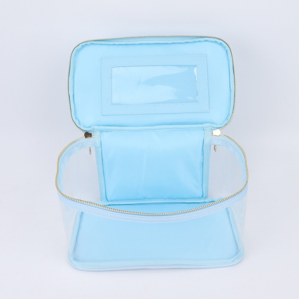 Rts Clear Pvc Bathroom Wash Bag Waterproof Makeup Travel Toiletry Bag handle Transparent Pvc Cosmetic Pouch Clear Pvc Beach Bag
