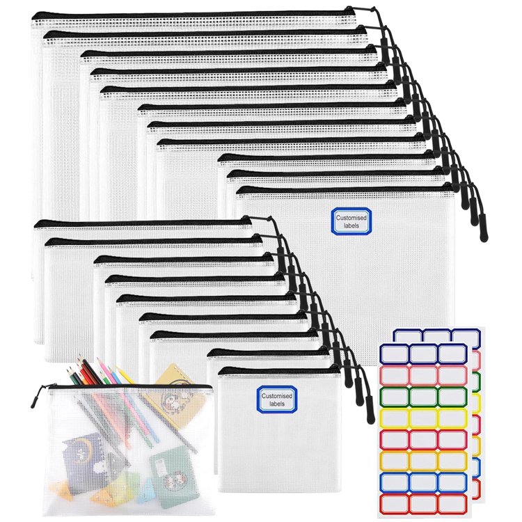Portable Makeup Bag Stationary Mesh Pouch Bags With Zipper File Mesh Zipper Pouch Document Storage Puzzle Bag