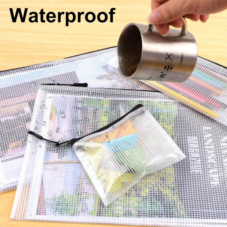 Portable Makeup Bag Stationary Mesh Pouch Bags With Zipper File Mesh Zipper Pouch Document Storage Puzzle Bag
