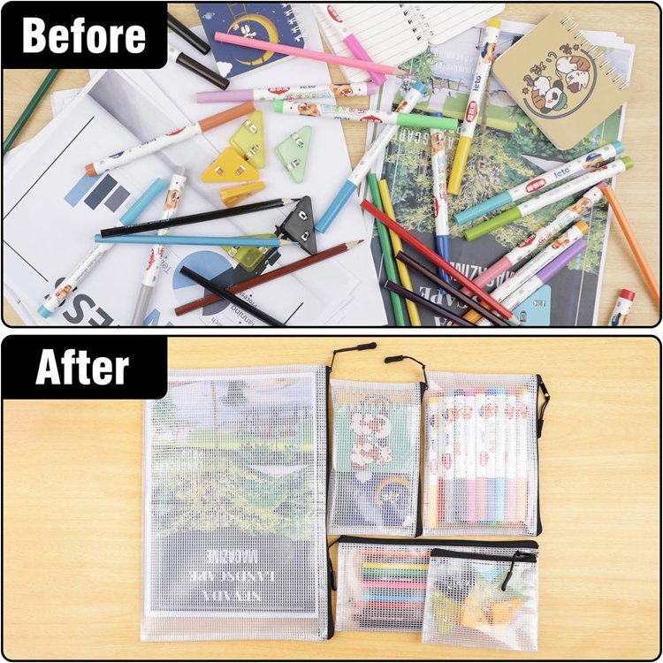 Portable Makeup Bag Stationary Mesh Pouch Bags With Zipper File Mesh Zipper Pouch Document Storage Puzzle Bag