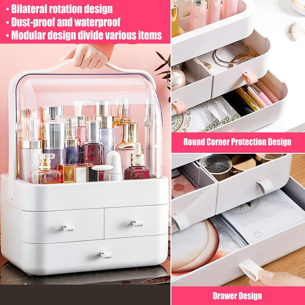Factory wholesale Plastic Portable Large Drawers Cases Beauty Holder Cosmetic Jewelry Storage Box Makeup Organizer