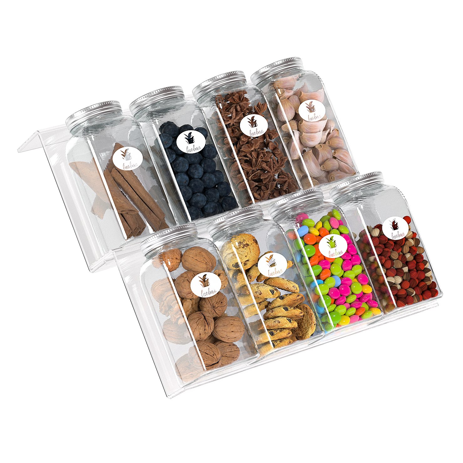 Acrylic Spice Drawer Organizer, Expandable Drawer Cabinet Spice Rack Storage Holders & Racks Kitchen Organizers Transparent