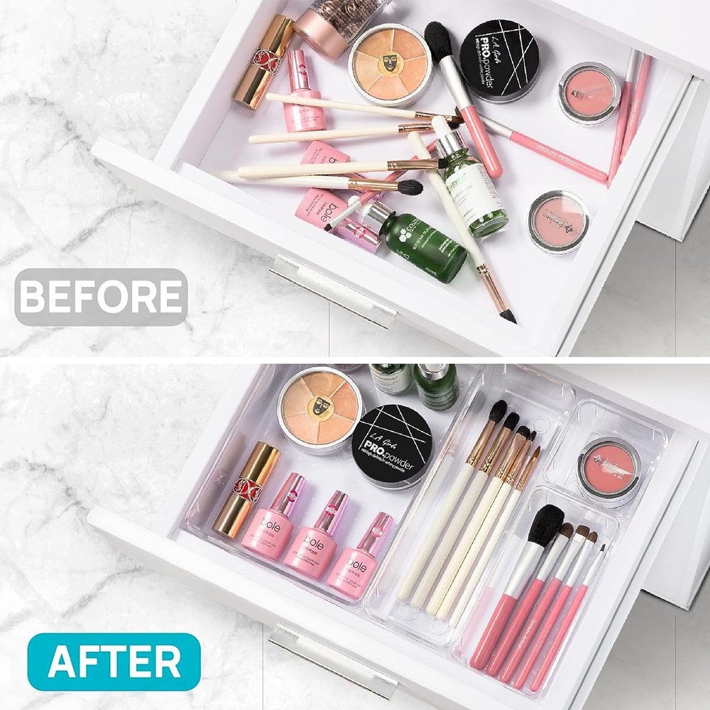 Multiple hot selling combinations wholesale office Organizer desk Drawer Divider Organizers Clear Plastic Drawer Organizer Set