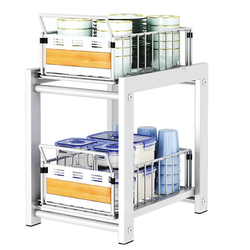 Factory Price 2 Tier Under Sink Organizer 2 Pack Pantry Pullout Cabinet Organizer Cabinet