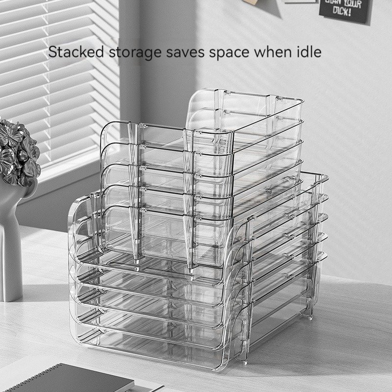 China Wholesale Organizing box Plastic Jewelry Stackable Cosmetic Stationery A4 Holder Transparent Desktop Storage Box