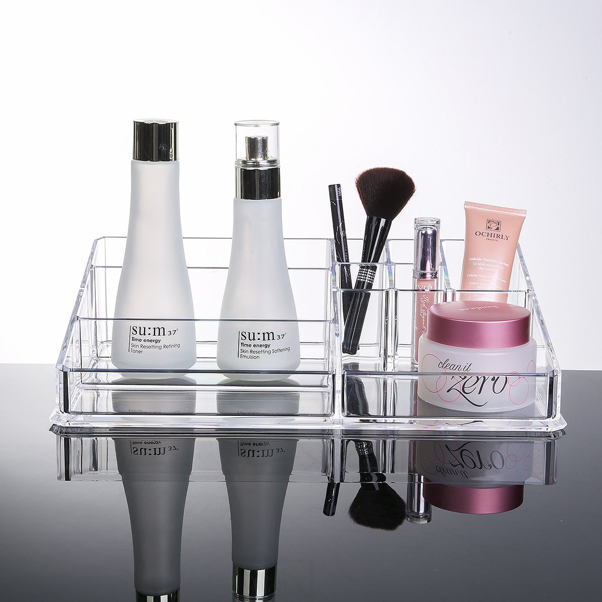 Wholesale clear acrylic MakeUp Brush Perfume Holder Countertop Cosmetic Display Storage Skin Vanity Box With High Quality