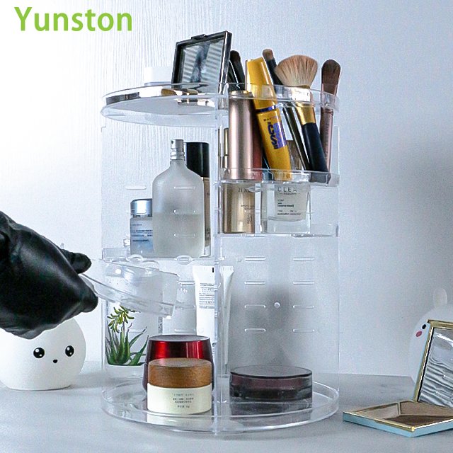 Cosmetic Storage Rack Household Multifunctional Desktop Transparent Box Makeup Box Storage Holders & Racks 360 Rotatable Shelves