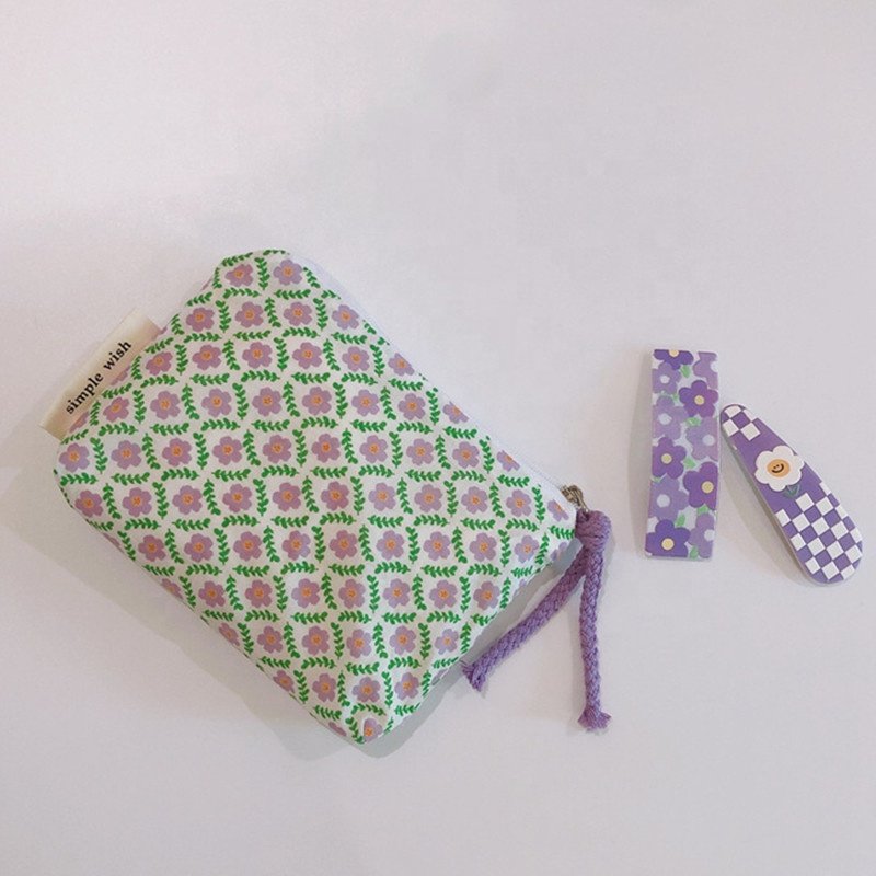 Fresh Floral Home Travel Toiletry Pouch Bag Small Earphone Coin Candy Handbag Wallet Mini Cosmetics Makeup Storage Bags Purse