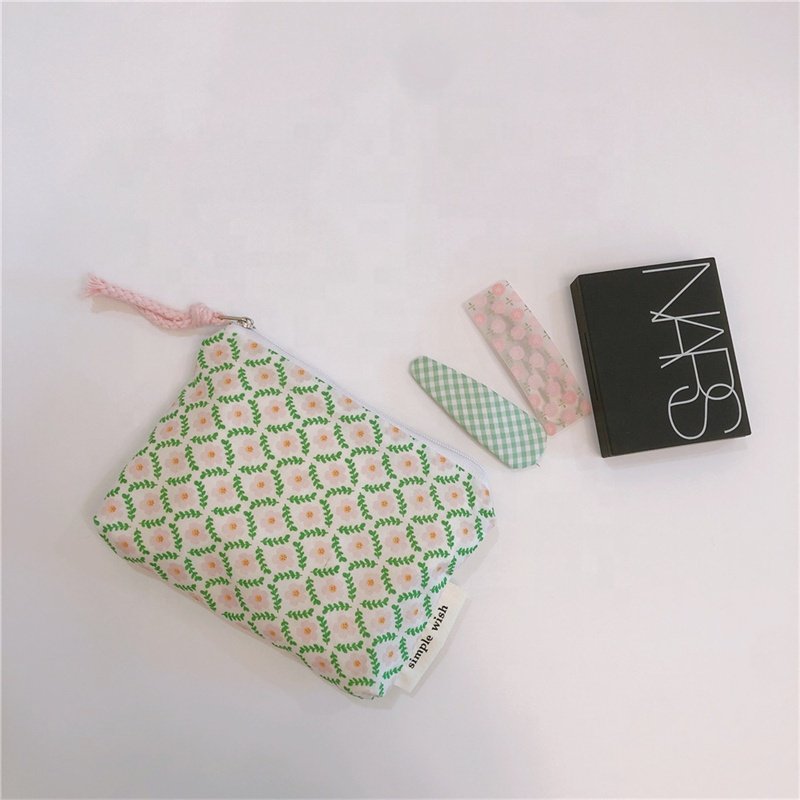 Fresh Floral Home Travel Toiletry Pouch Bag Small Earphone Coin Candy Handbag Wallet Mini Cosmetics Makeup Storage Bags Purse