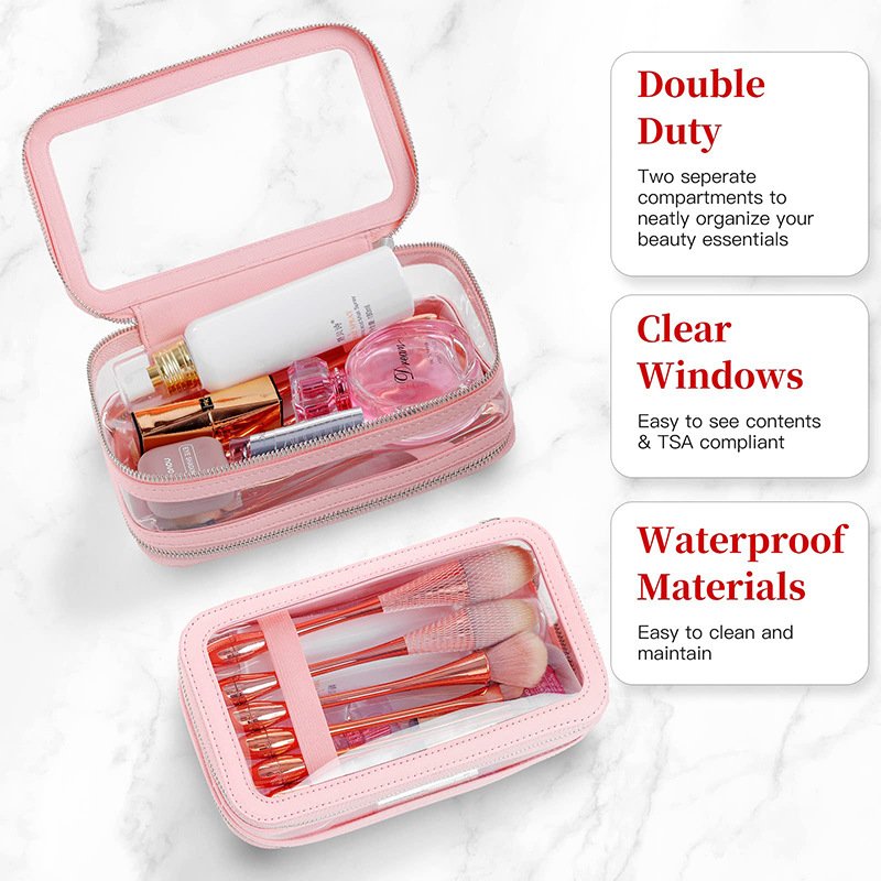 Wholesale Women Toiletry Bag Clear Travel Makeup Train Case Waterproof Clear PVC Portable Organizer Transparent Cosmetic Bag