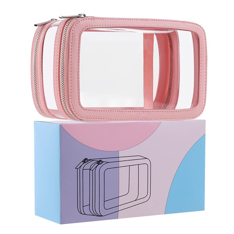 Wholesale Women Toiletry Bag Clear Travel Makeup Train Case Waterproof Clear PVC Portable Organizer Transparent Cosmetic Bag