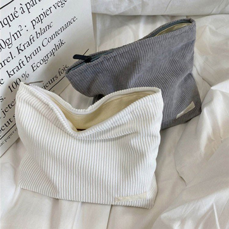 Soft Cotton Corduroy Cosmetic Pouch Makeup Organizer for Your Shopping and Travel Needs