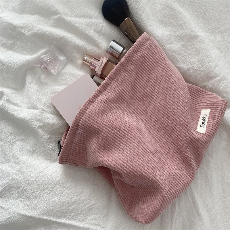 Soft Cotton Corduroy Cosmetic Pouch Makeup Organizer for Your Shopping and Travel Needs