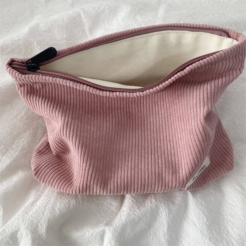 Soft Cotton Corduroy Cosmetic Pouch Makeup Organizer for Your Shopping and Travel Needs