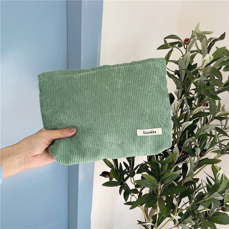 Soft Cotton Corduroy Cosmetic Pouch Makeup Organizer for Your Shopping and Travel Needs