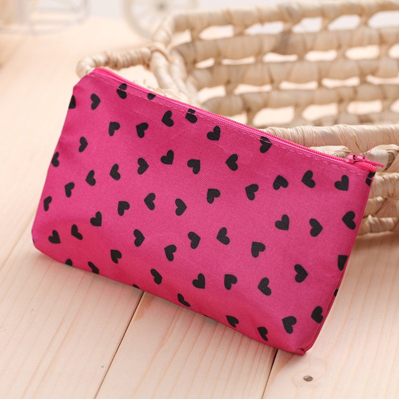 Maleta De Maquillaje Heart Printing Cute Girls Small Cosmetic Storage Bag Ladies Canvas Make Up Bag Beauty Makeup Brush Set Bag