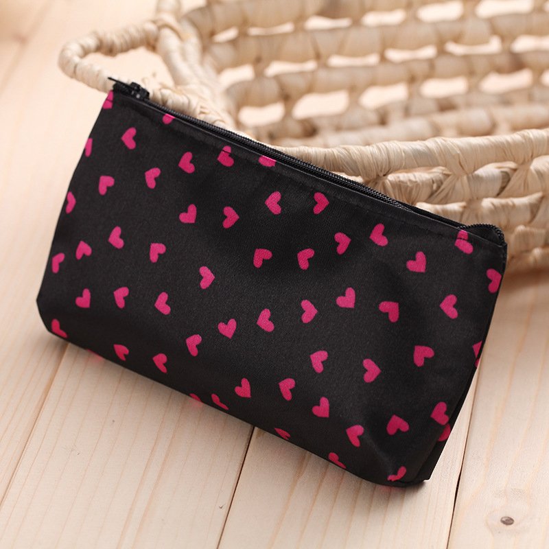 Maleta De Maquillaje Heart Printing Cute Girls Small Cosmetic Storage Bag Ladies Canvas Make Up Bag Beauty Makeup Brush Set Bag