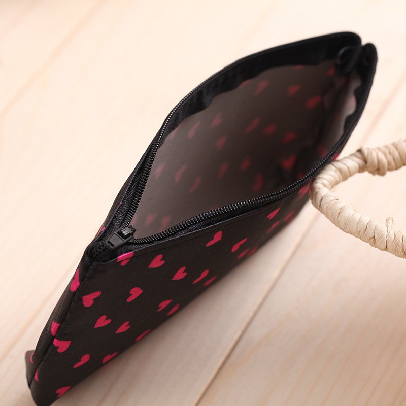 Maleta De Maquillaje Heart Printing Cute Girls Small Cosmetic Storage Bag Ladies Canvas Make Up Bag Beauty Makeup Brush Set Bag