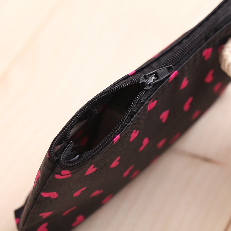 Maleta De Maquillaje Heart Printing Cute Girls Small Cosmetic Storage Bag Ladies Canvas Make Up Bag Beauty Makeup Brush Set Bag