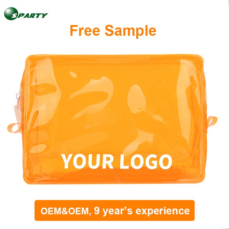 New OEM Custom Logo Biodegradable Plastic Transparent Women Beauty Zipper Pouch Travel Makeup Tool Bag PVC Clear Cosmetic Bag