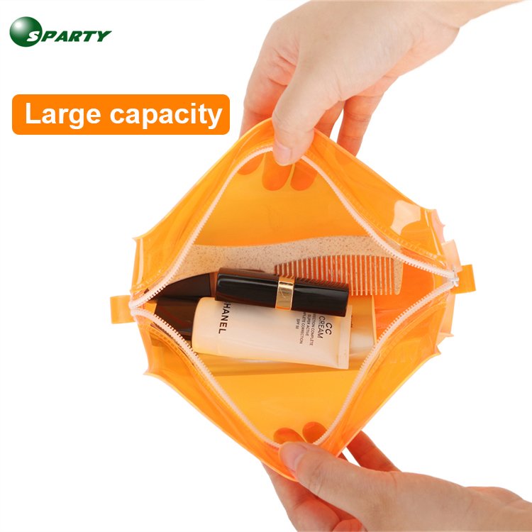New OEM Custom Logo Biodegradable Plastic Transparent Women Beauty Zipper Pouch Travel Makeup Tool Bag PVC Clear Cosmetic Bag
