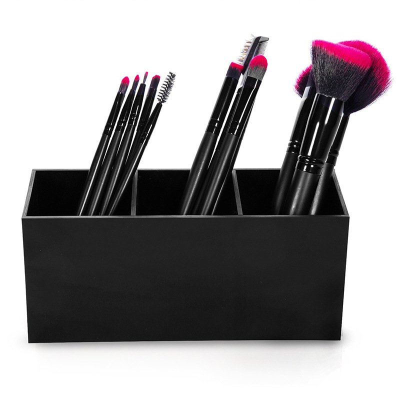 Acrylic Makeup Organizer 3 Slots Lipstick Makeup Brush Holder Case Cosmetic Storage Box Eyebrow Pencil Organizer Makeup Box