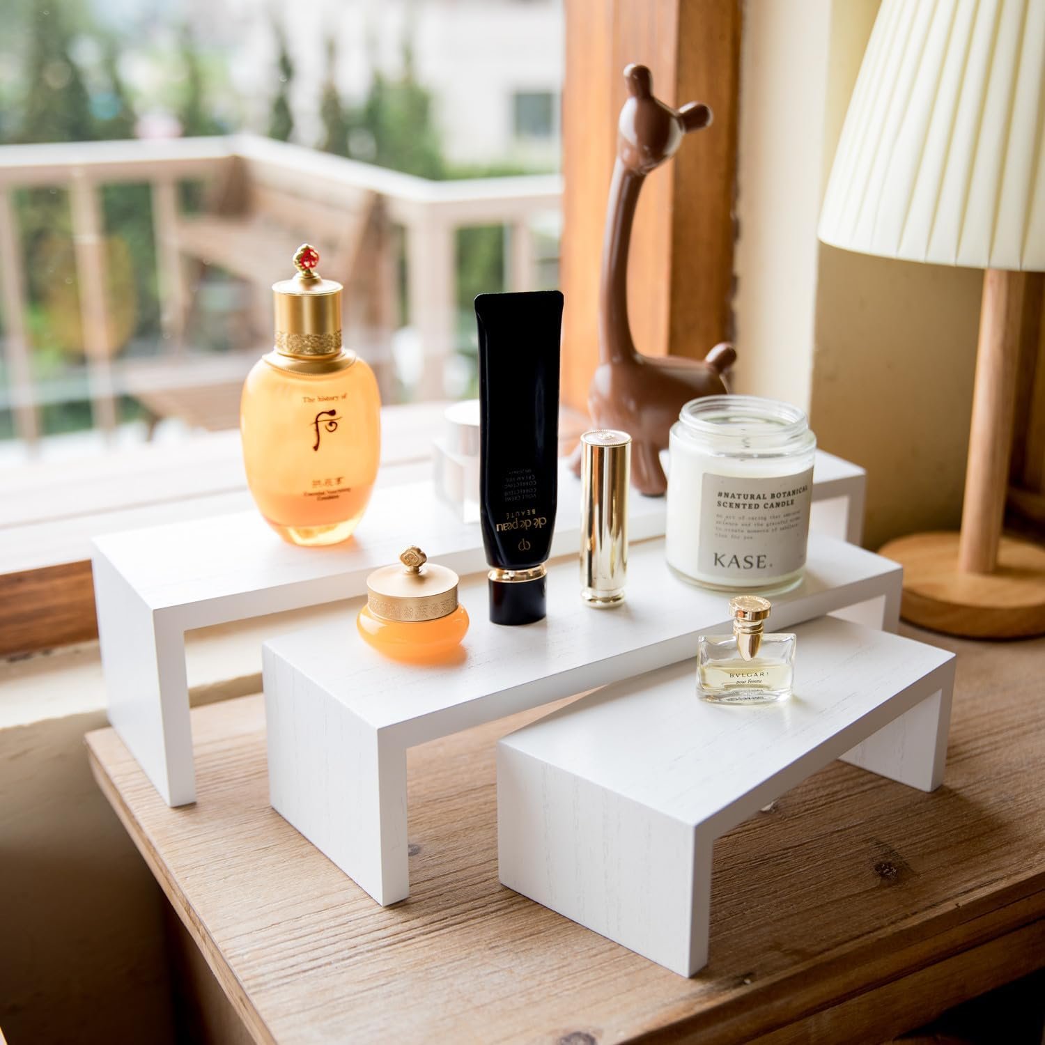 Acacia Wood Storage Holder & Rack Counter Shelf for Displaying Perfume Makeup & Cosmetics for Kitchen Bathroom Organizing